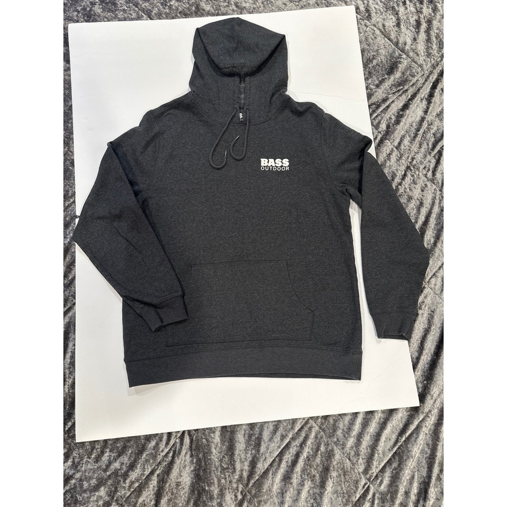 Bass Outdoor Graphic Logo Hoodie  Men's Size Large Charcoal Grey